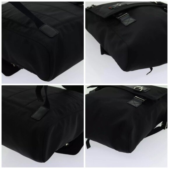 GUCCI Web Sherry Line Backpack Nylon Black Green Red - Picture 15 of 16